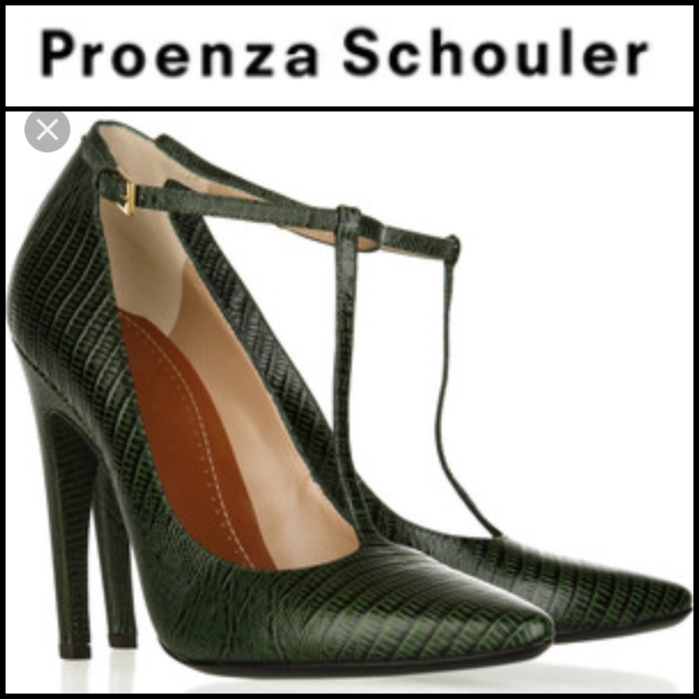 NEW Proenza Schouler Lizard T-Strap Pumps 37